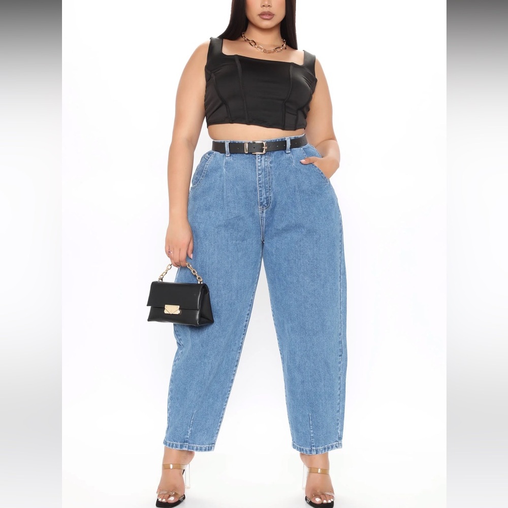 Fashion Nova 1X Day Dreaming High Rise Mom Jeans Light Wash